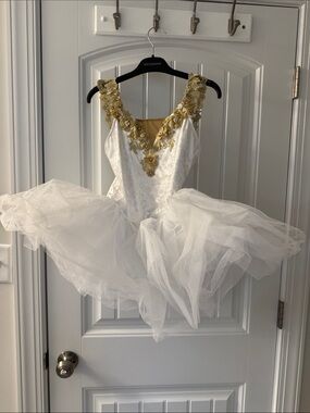 Revolution White Tutu Dress with Gold Floral Embellishment